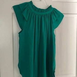 Green blouse -Sleeveless ruffle
